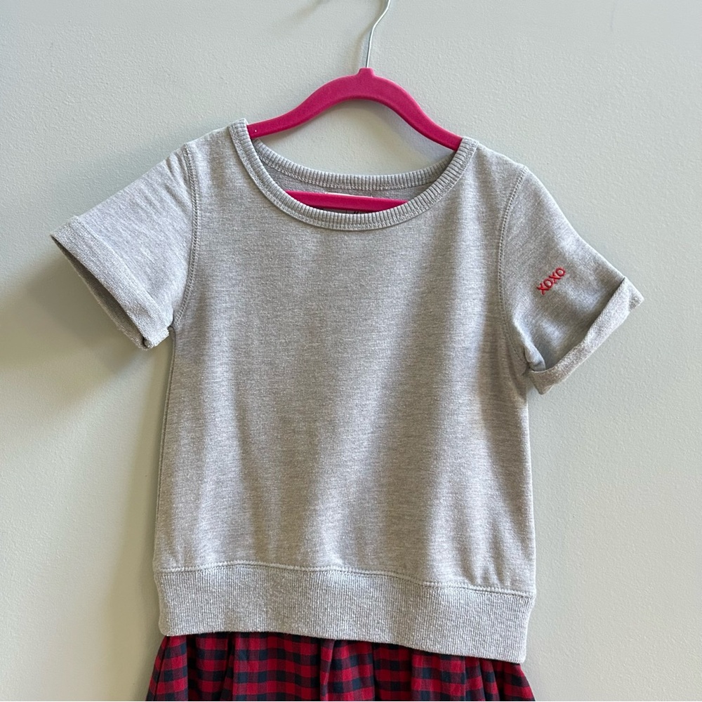 Peek Girls Gray Plaid Short Sleeve Sweater Dress, Size 4-5 - Picture 2 of 6
